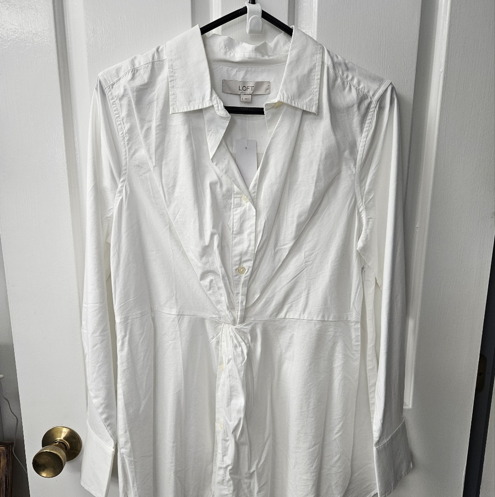 Women's Twist Front White Blouse (NWT)